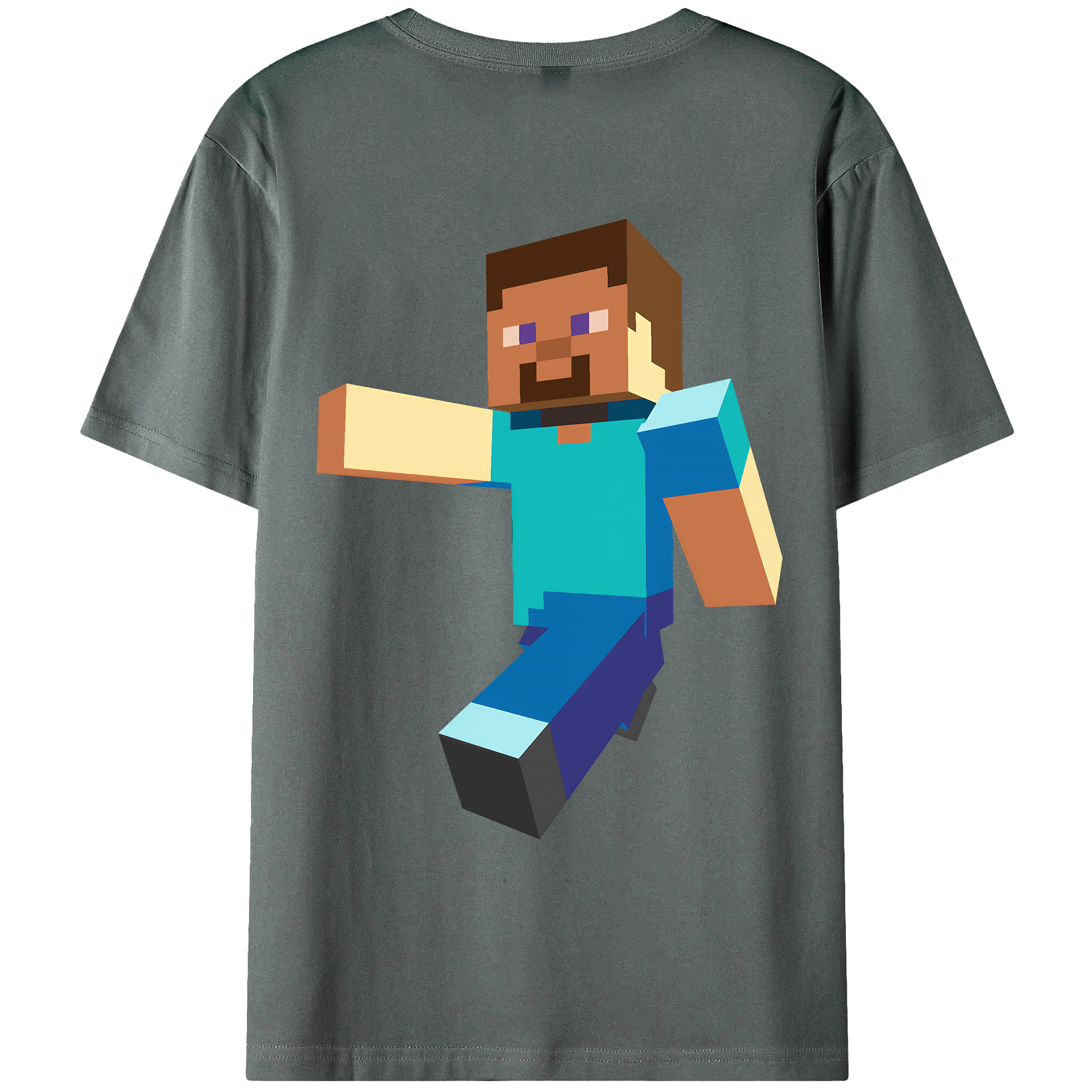 （画像用） マインクラフト ブロックの世界 Minecraft MC Block world 綿100％ メンズ半袖Tシャツ（バックプリント） 通気性